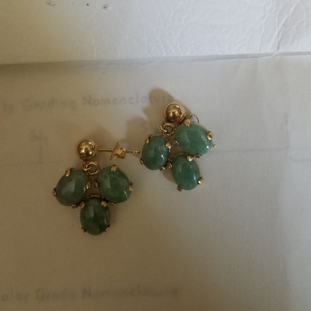 Gold and jade earrings